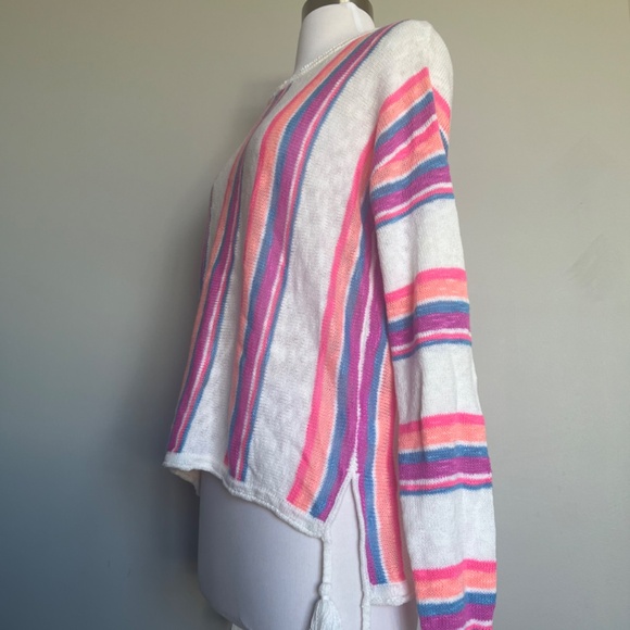 LILLY PULITZER Rozalia Stripe Cotton Tassels Beach Casual Pullover Sweater Top - Picture 11 of 15